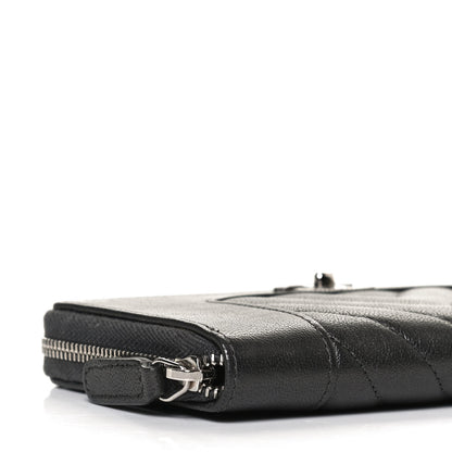 Chanel Sheepskin Chevron Quilted Mademoiselle Vintage Zip Around Wallet Grey 8 of 12