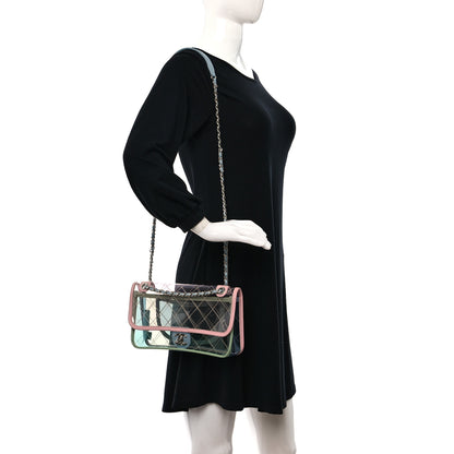 Chanel Lambskin PVC Quilted Medium Coco Splash Flap Blue Green 2 of 9