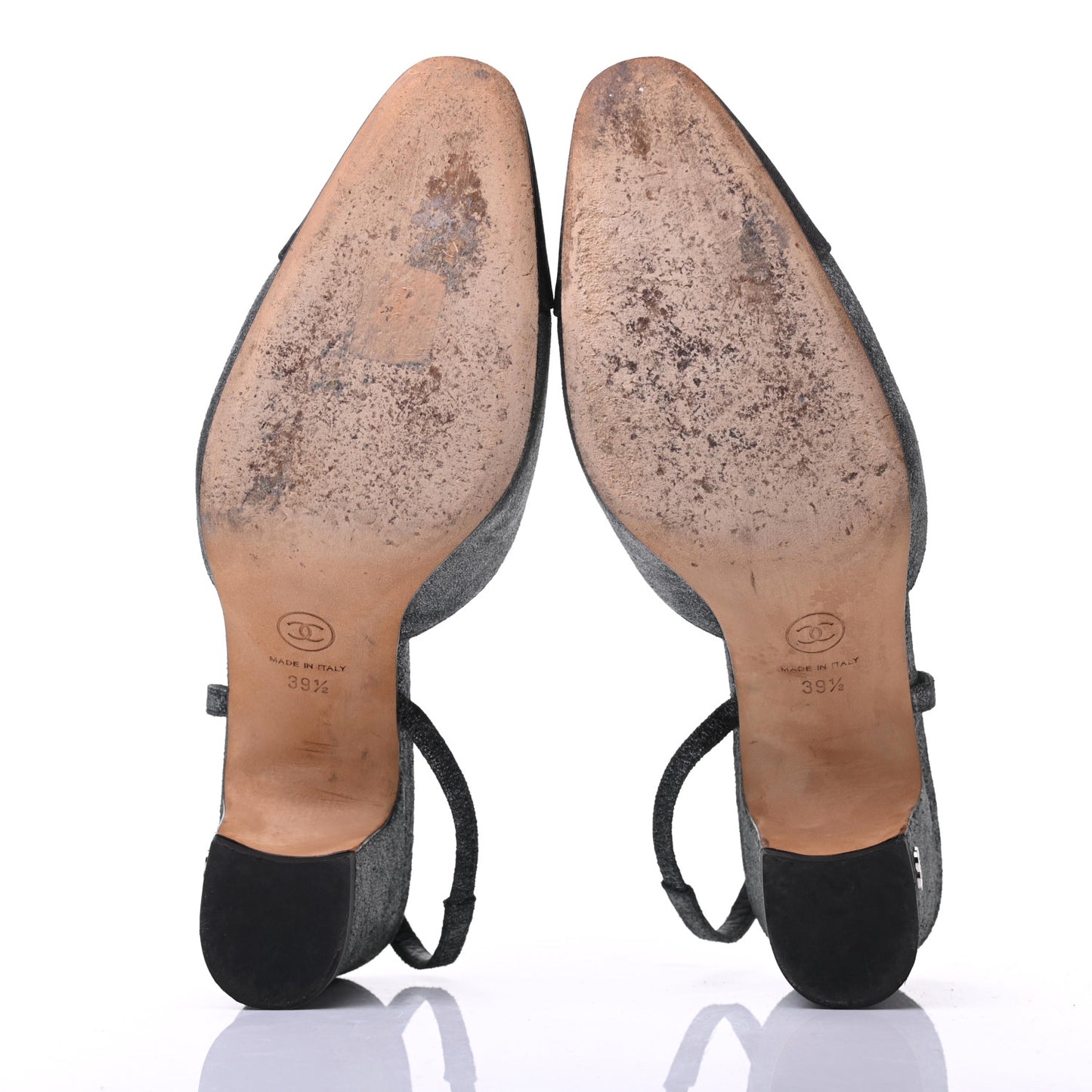 Wool Velvet Cap Toe CC Slingback Pumps 39.5 Black Grey