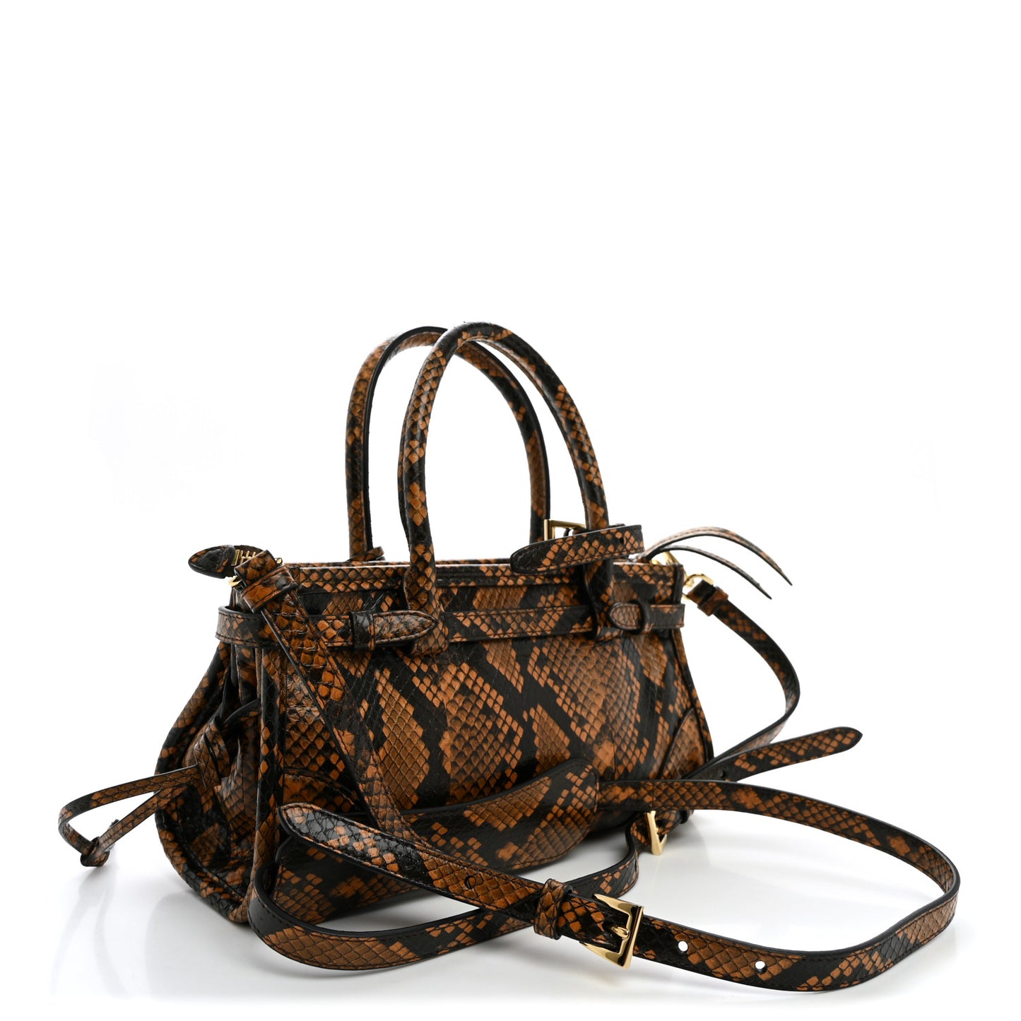 Glossy Calfskin Mini Bonnie Shoulder Bag Brown Multicolor