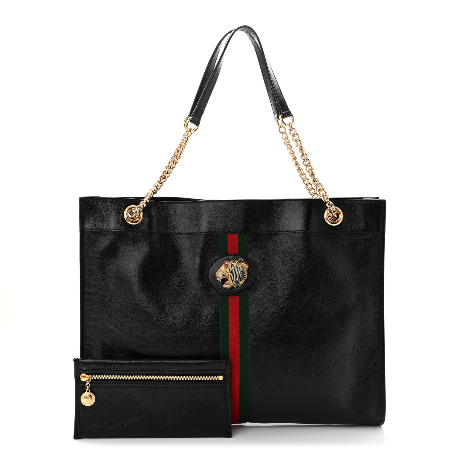 Gucci Calfskin Large Rajah Chain Tote Black 3 of 11
