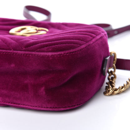 Gucci Velvet Matelasse Small GG Marmont Chain Shoulder Bag Fuchsia Violet Cyclamen 9 of 9
