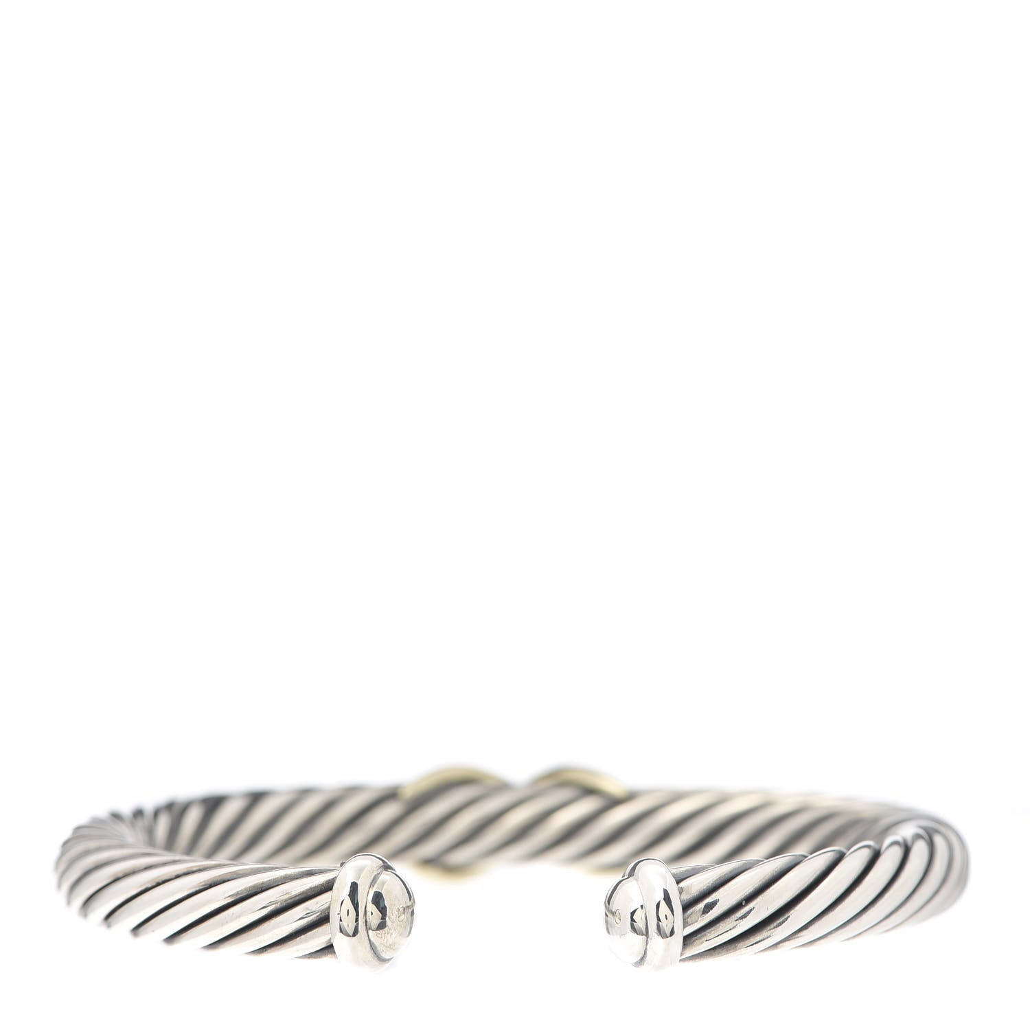 David Yurman Sterling Silver 14K Yellow Gold 7mm X Station Cable Bracelet 3 of 5