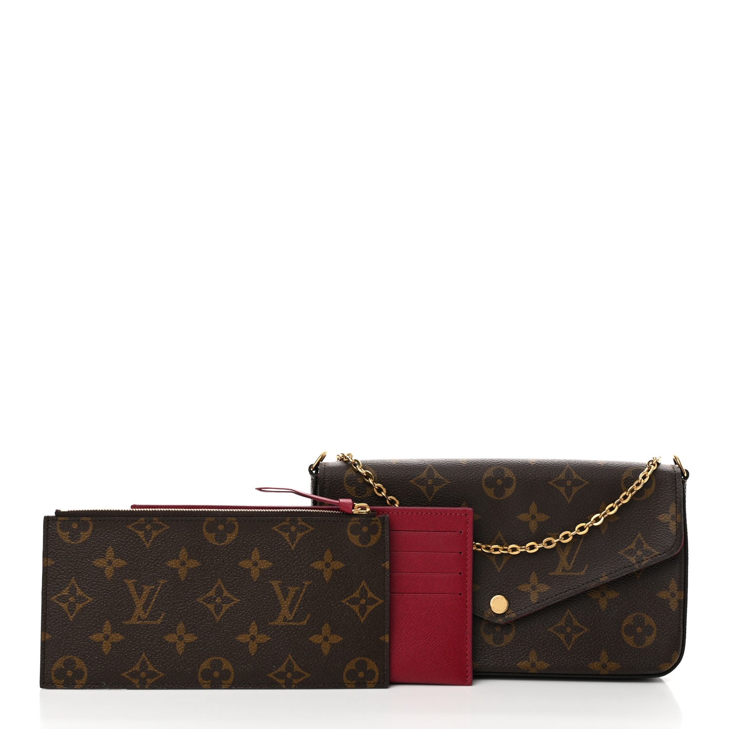 Monogram Pochette Felicie Chain Wallet Fuchsia