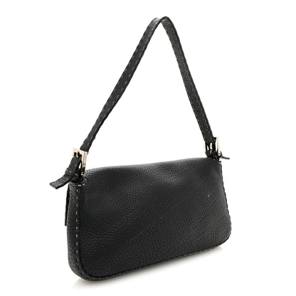 Fendi Calfskin Romano Selleria Baguette Black 4 of 12