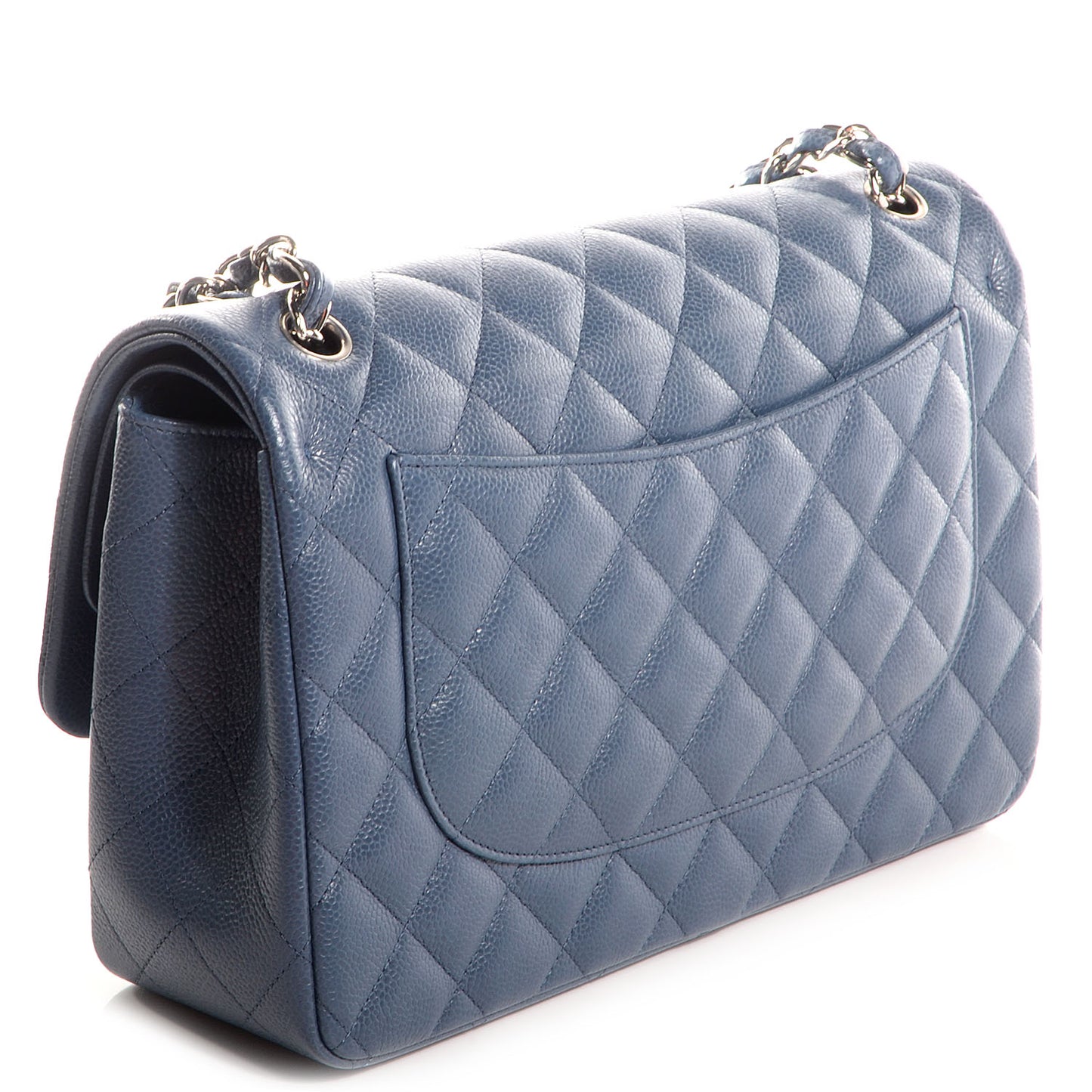Caviar Quilted Jumbo Double Flap Blue