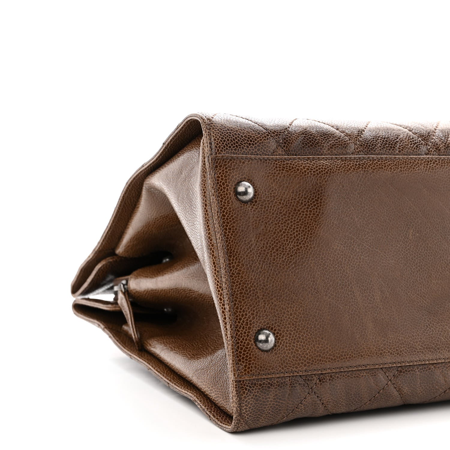 Chanel Crumpled Grained Calfskin Quilted CC Crave Tote Brown 11 of 12