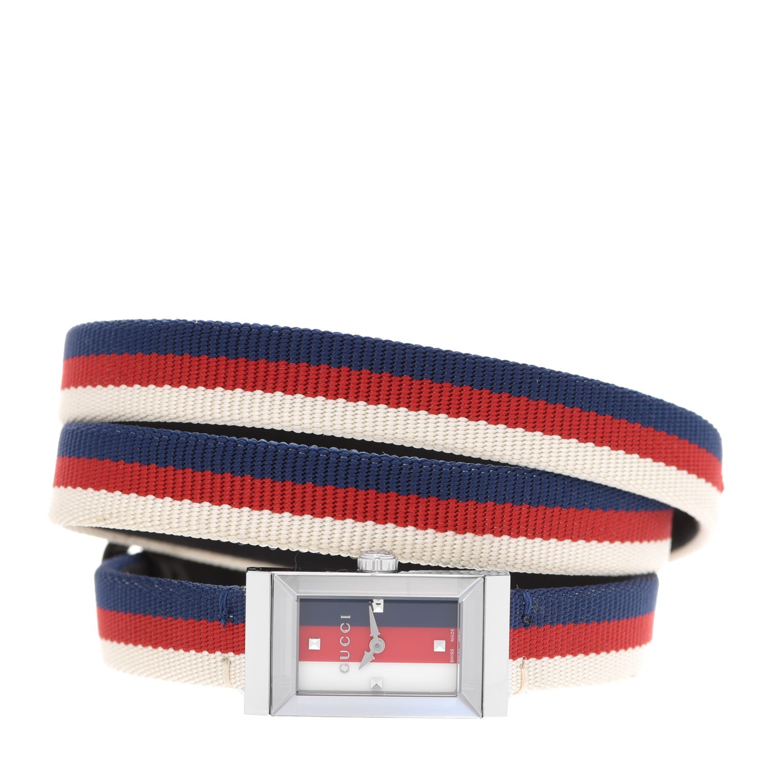 Gucci Stainless Steel Nylon 14mm Web G-Frame Triple Wrap Quartz Watch Blue 2 of 5