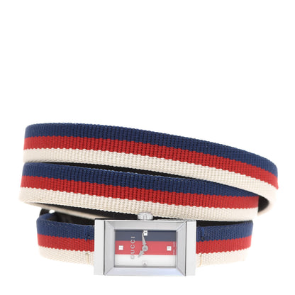 Gucci Stainless Steel Nylon 14mm Web G-Frame Triple Wrap Quartz Watch Blue 2 of 5