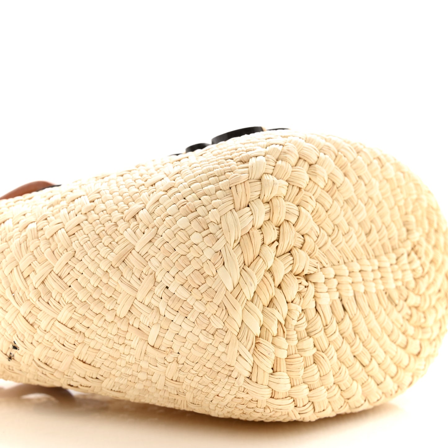 Calfskin Raffia Paulas Ibiza Mini Anagram Basket Tote Bag Natural Tan