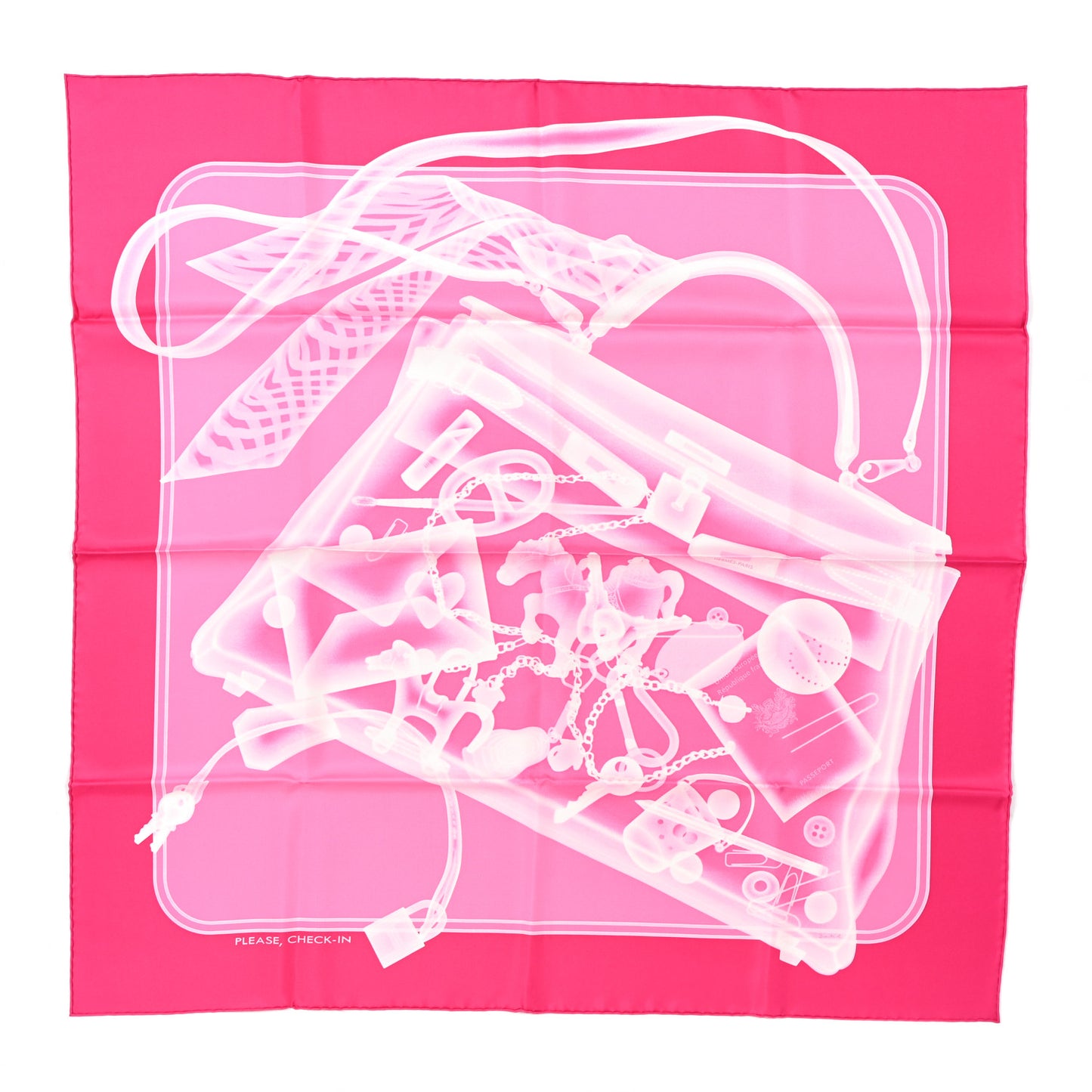 Silk Please Check In Scarf 90 Rose Vif Rose Bonbon