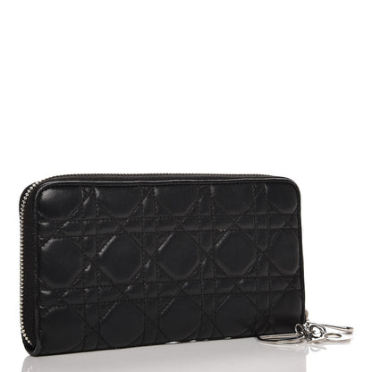 Christian Dior Lambskin Cannage Voyageur Wallet Black 3 of 11
