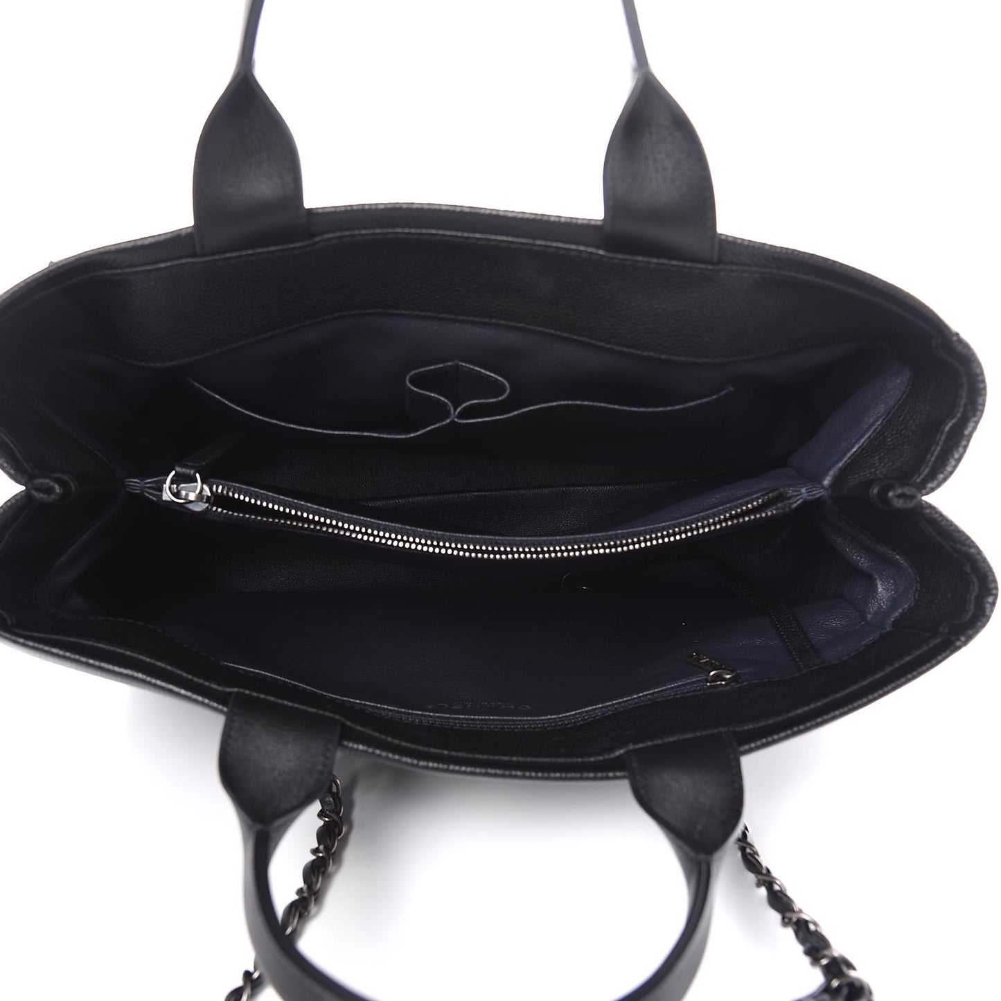 Caviar Lambskin Quilted Large Coco Break Shopping Bag Black
