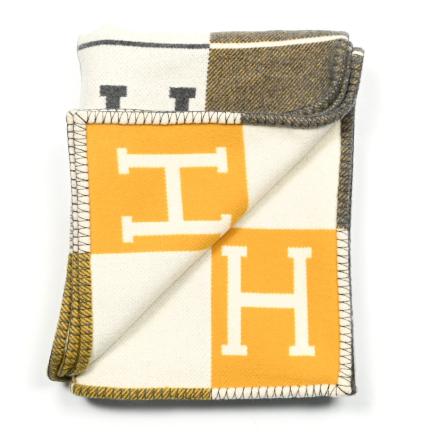 Hermes Wool Cashmere Avalon III Blanket Gris Soleil 2 of 3