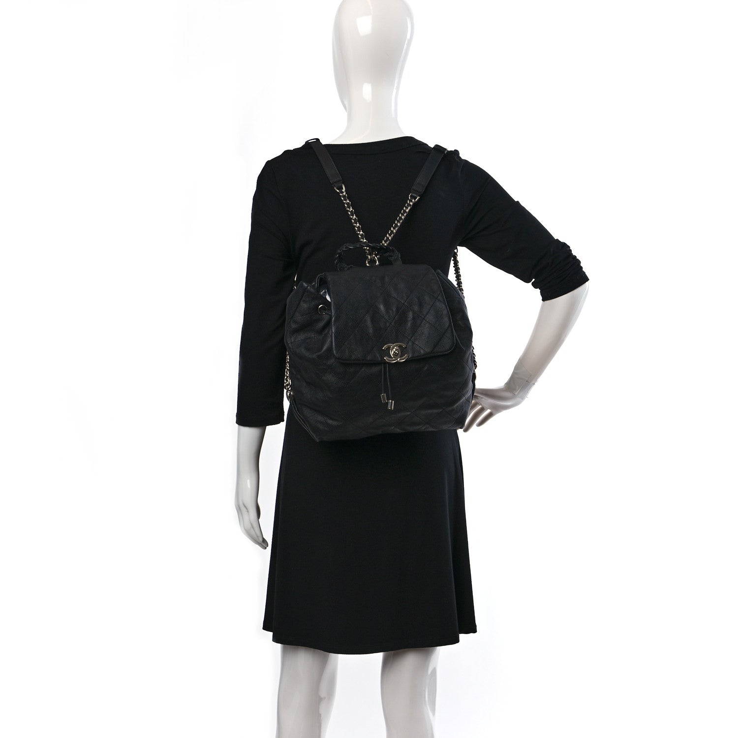 Chanel Grained Calfskin Stitched Braided With Style Backpack Black 2 of 9