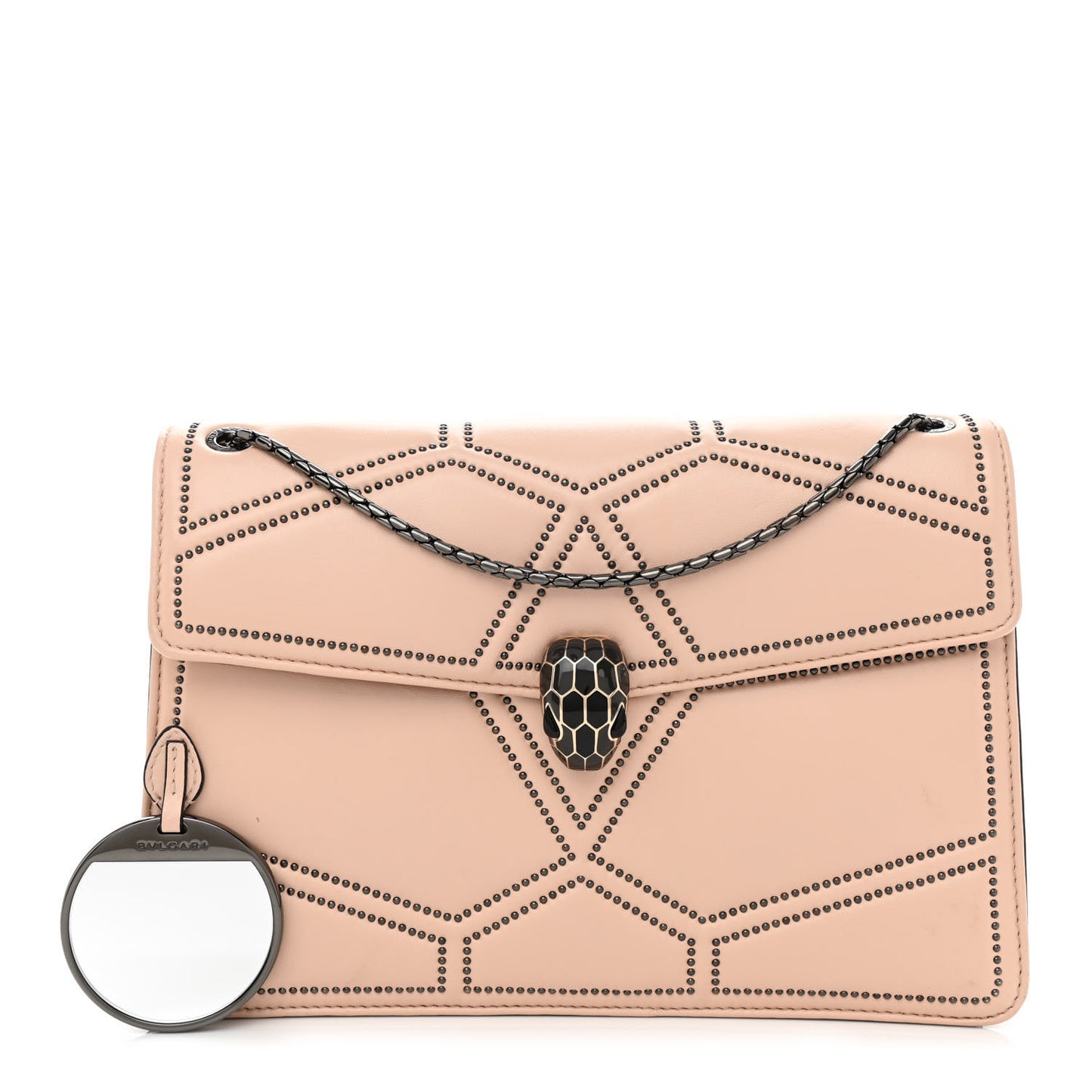 Calfskin Studded Serpenti Forever Crossbody Bag Beige