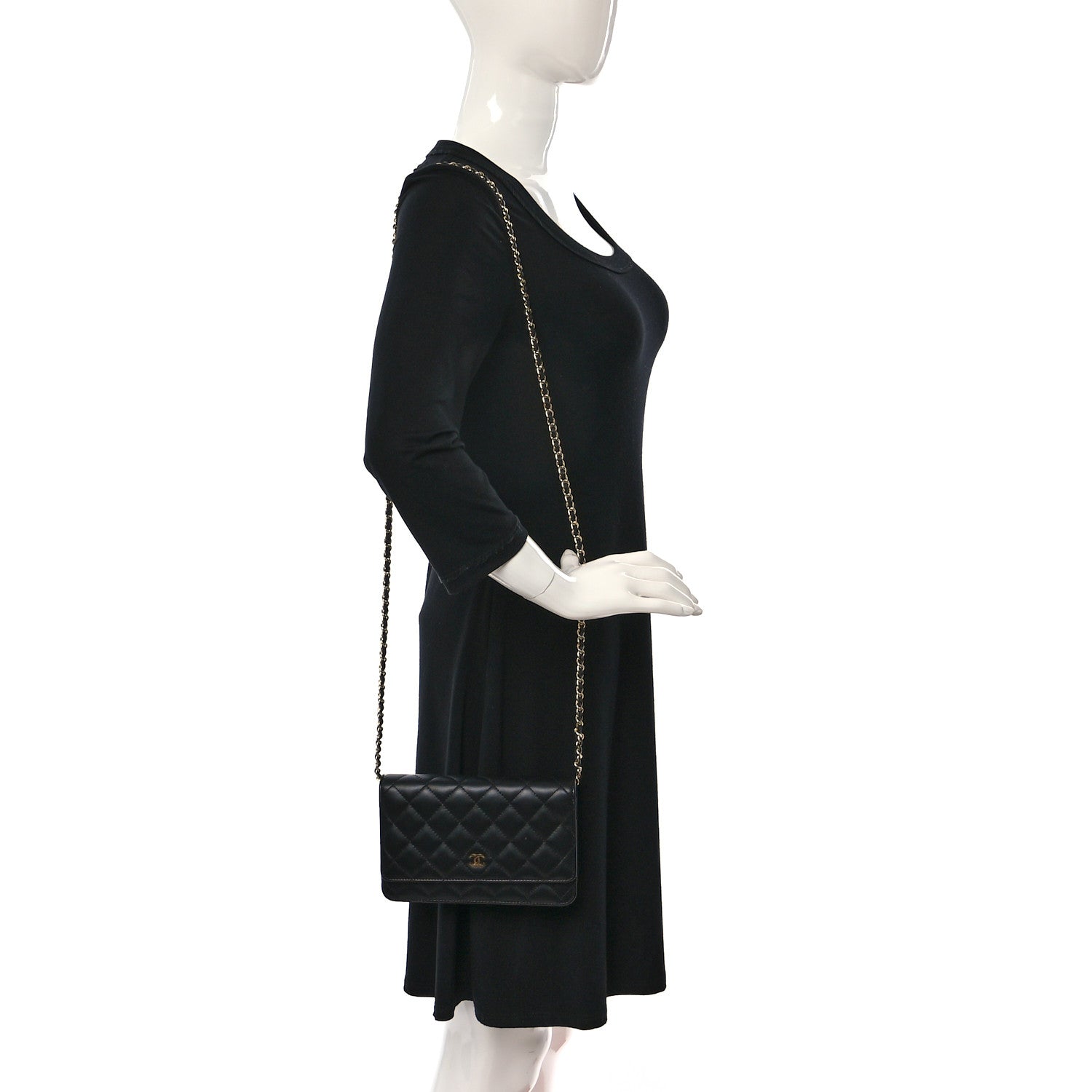 Chanel Lambskin Quilted Wallet On Chain WOC Black 2 of 11