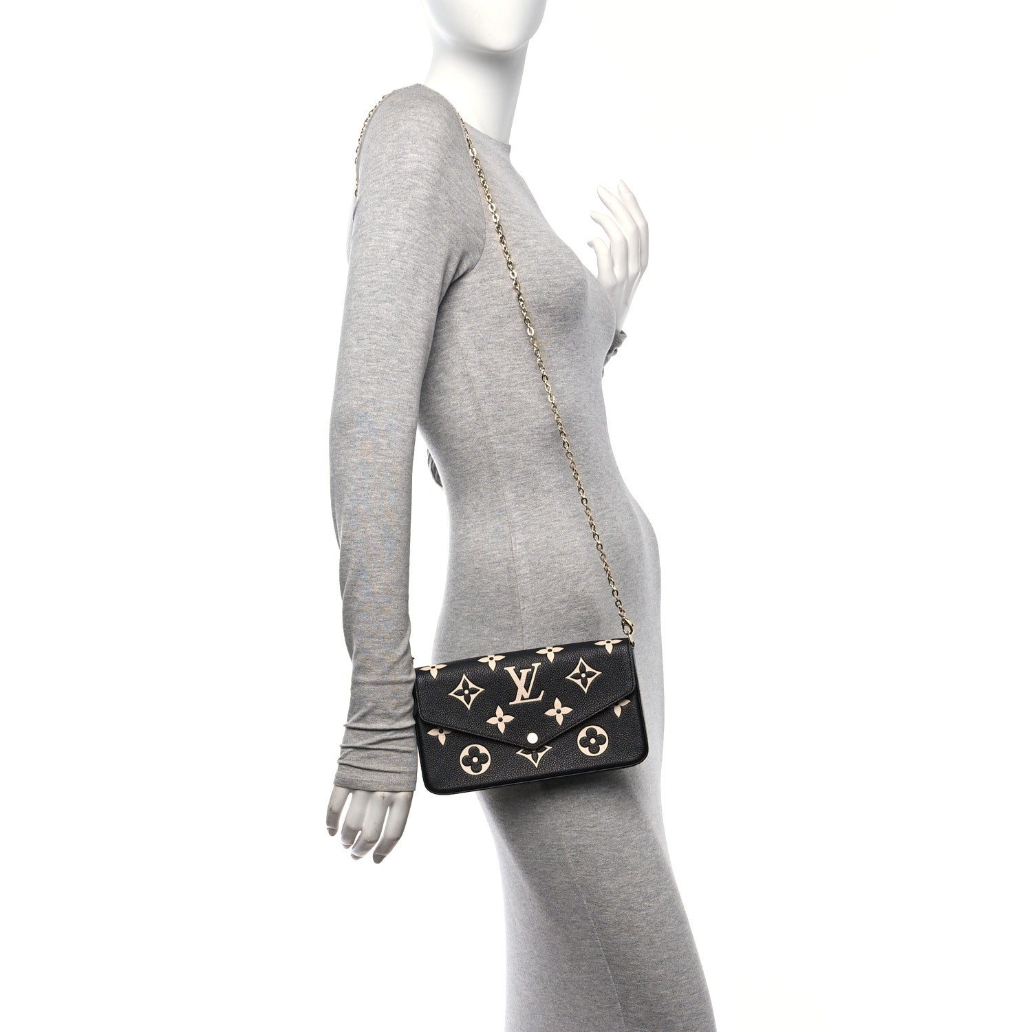 Louis Vuitton Empreinte Monogram Giant Felicie Pochette Black Beige 2 of 10