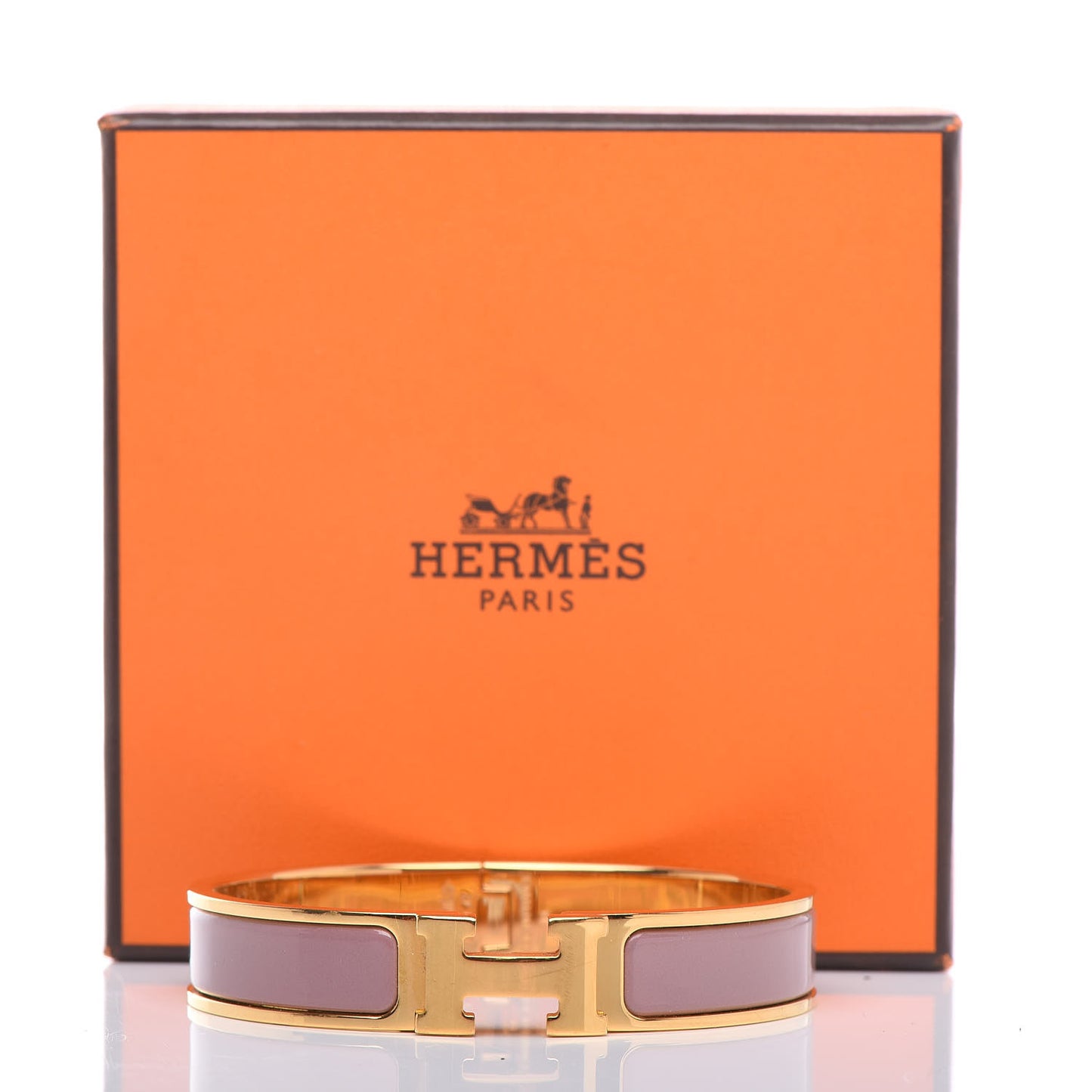 Enamel Narrow Clic Clac H Bracelet GM Bois De Rose
