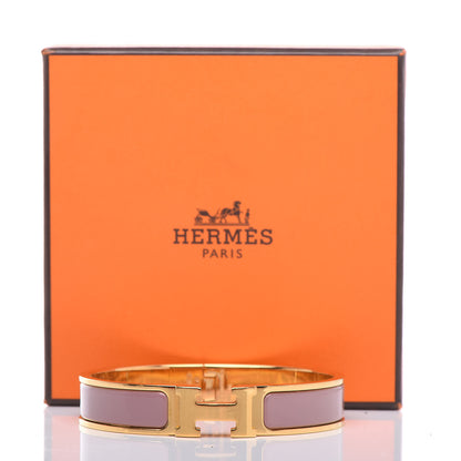 Hermes Enamel Narrow Clic Clac H Bracelet GM Bois De Rose 5 of 5