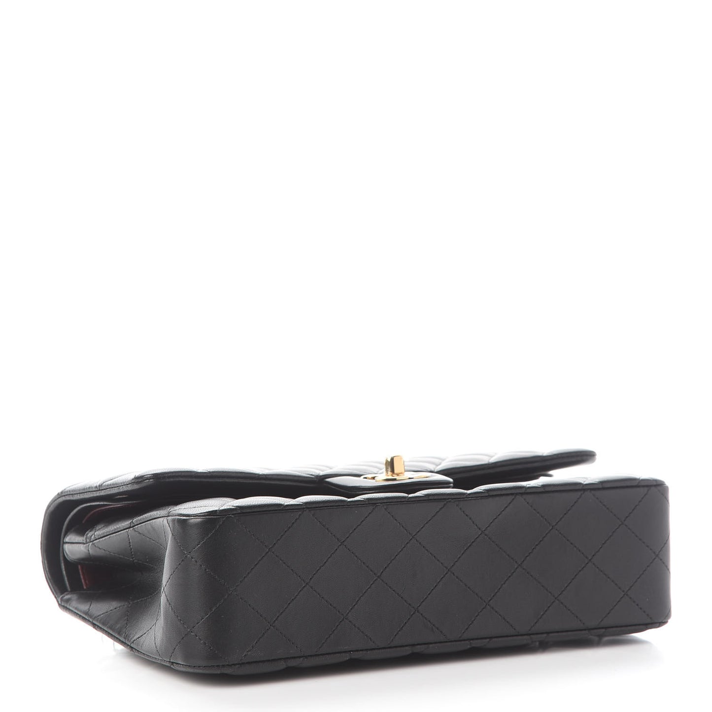 Lambskin Quilted Medium Double Flap Black