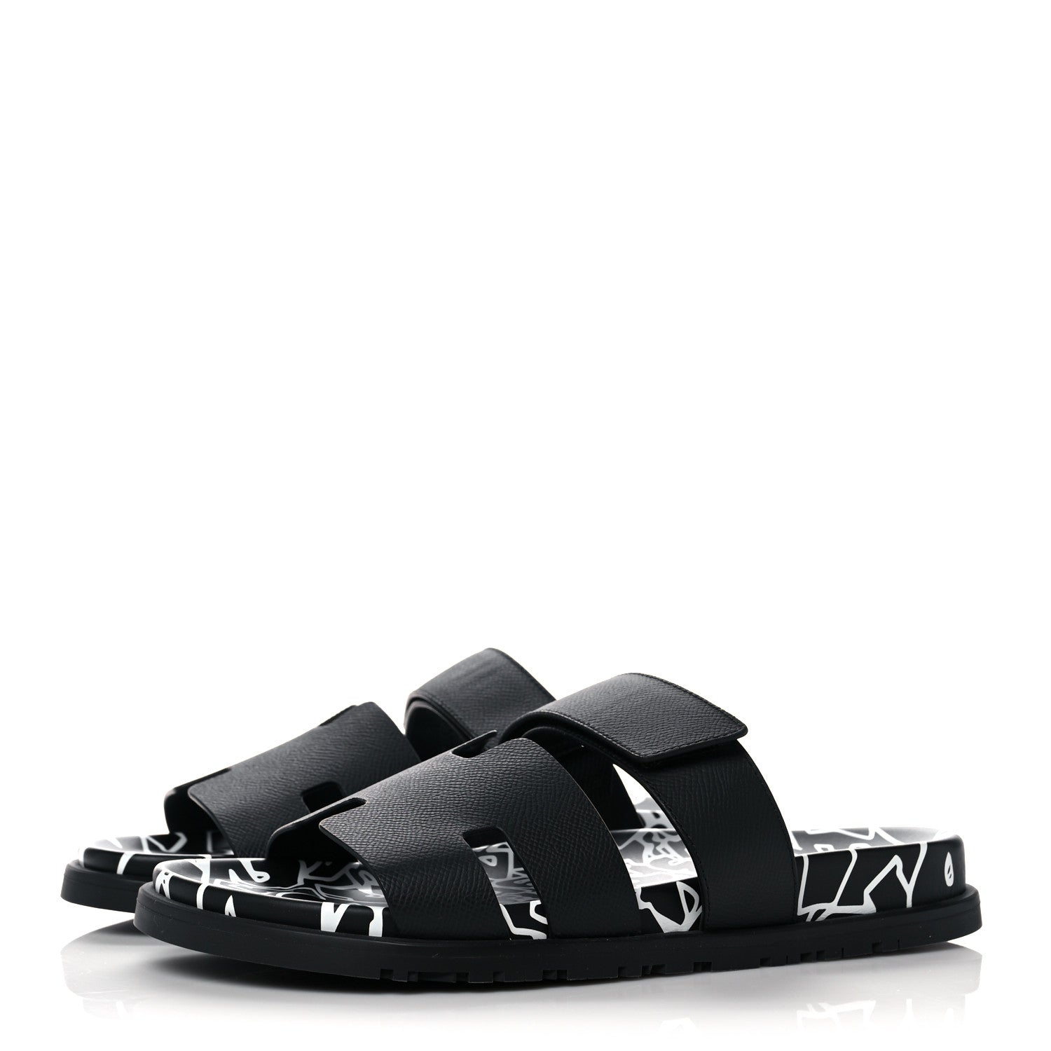 Hermes Epsom Calfskin Graff Hermes Mens Chypre Sandals 41 Black 3 of 8
