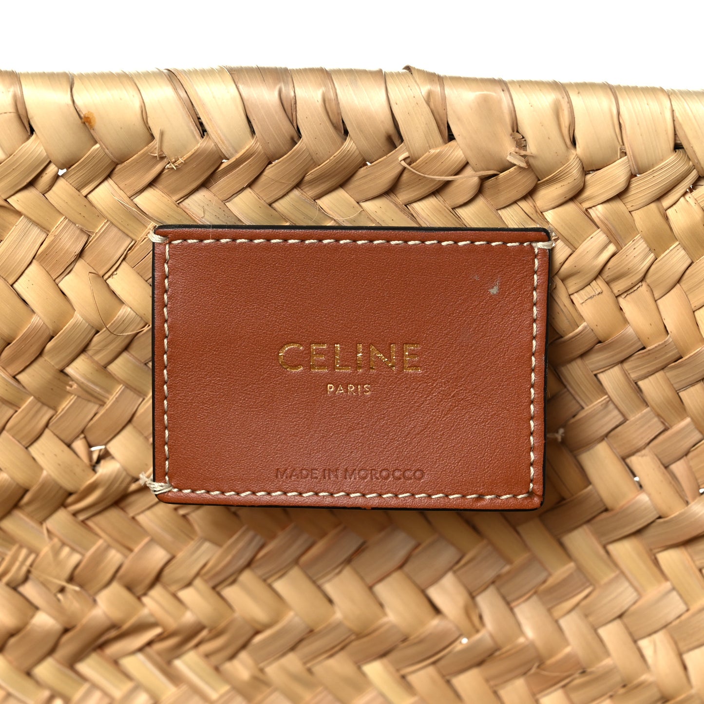 Raffia Calfskin Triomphe Medium Panier Tan