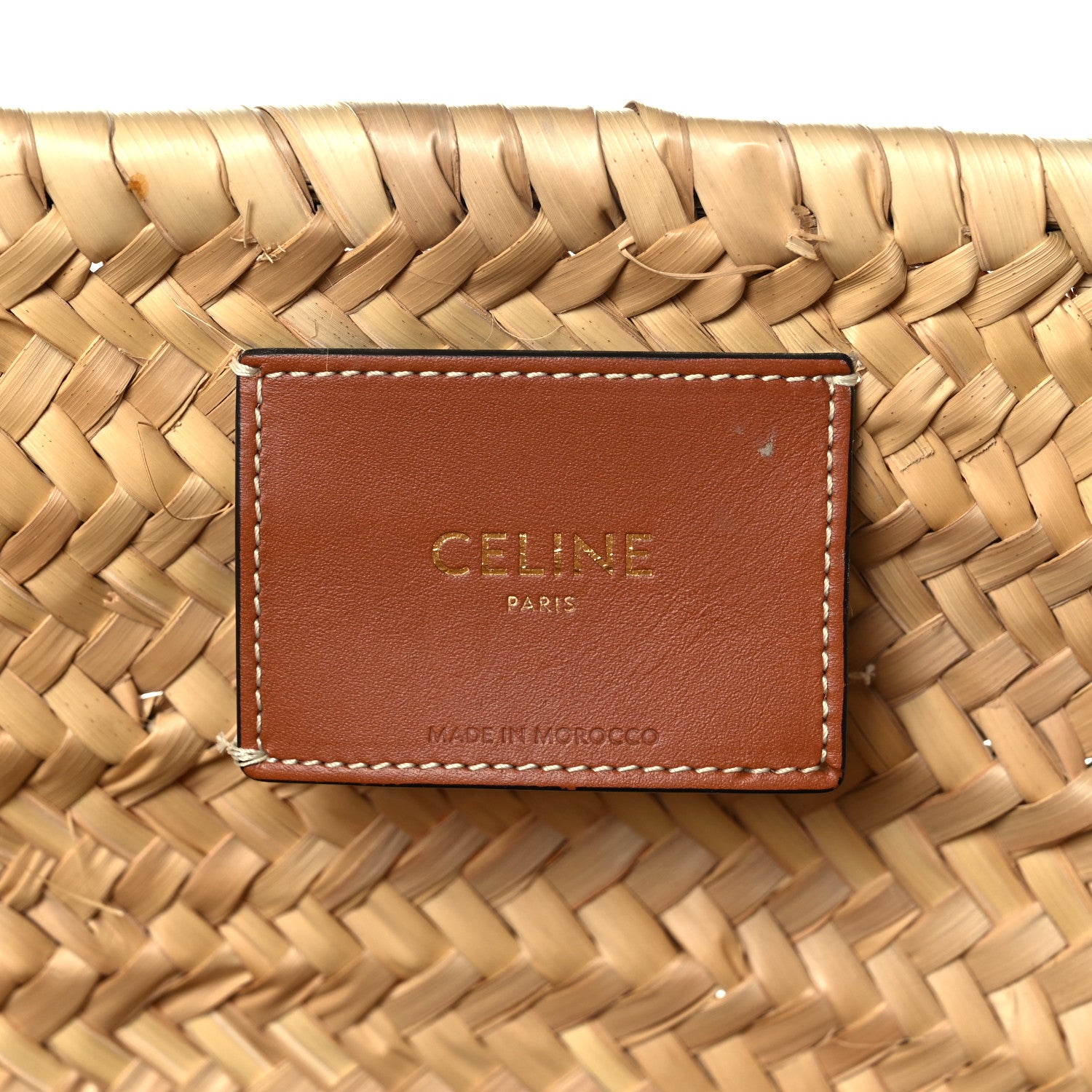 Celine Raffia Calfskin Triomphe Medium Panier Tan 6 of 13