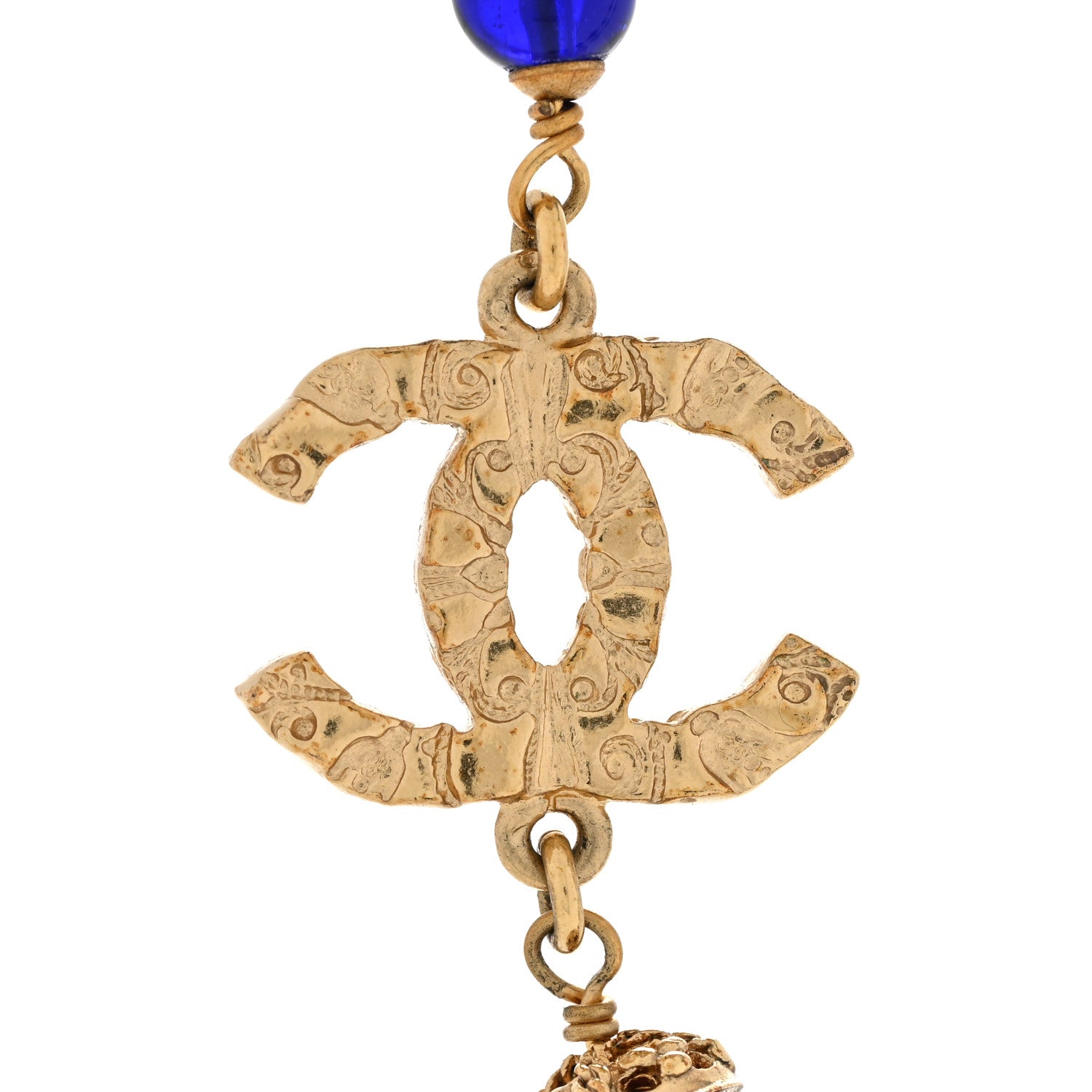 Chanel Beaded Crystal CC Necklace Gold Multi 4 of 7