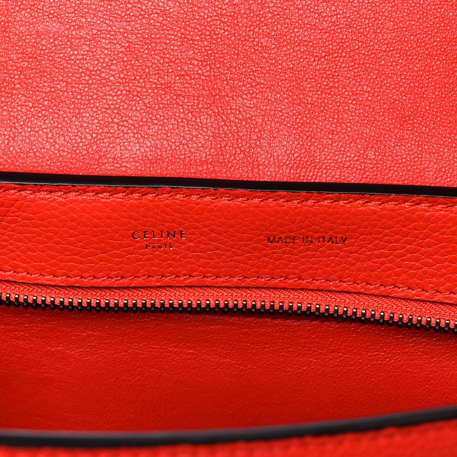 Celine Drummed Calfskin Suede Medium Trapeze Vermillion 6 of 17