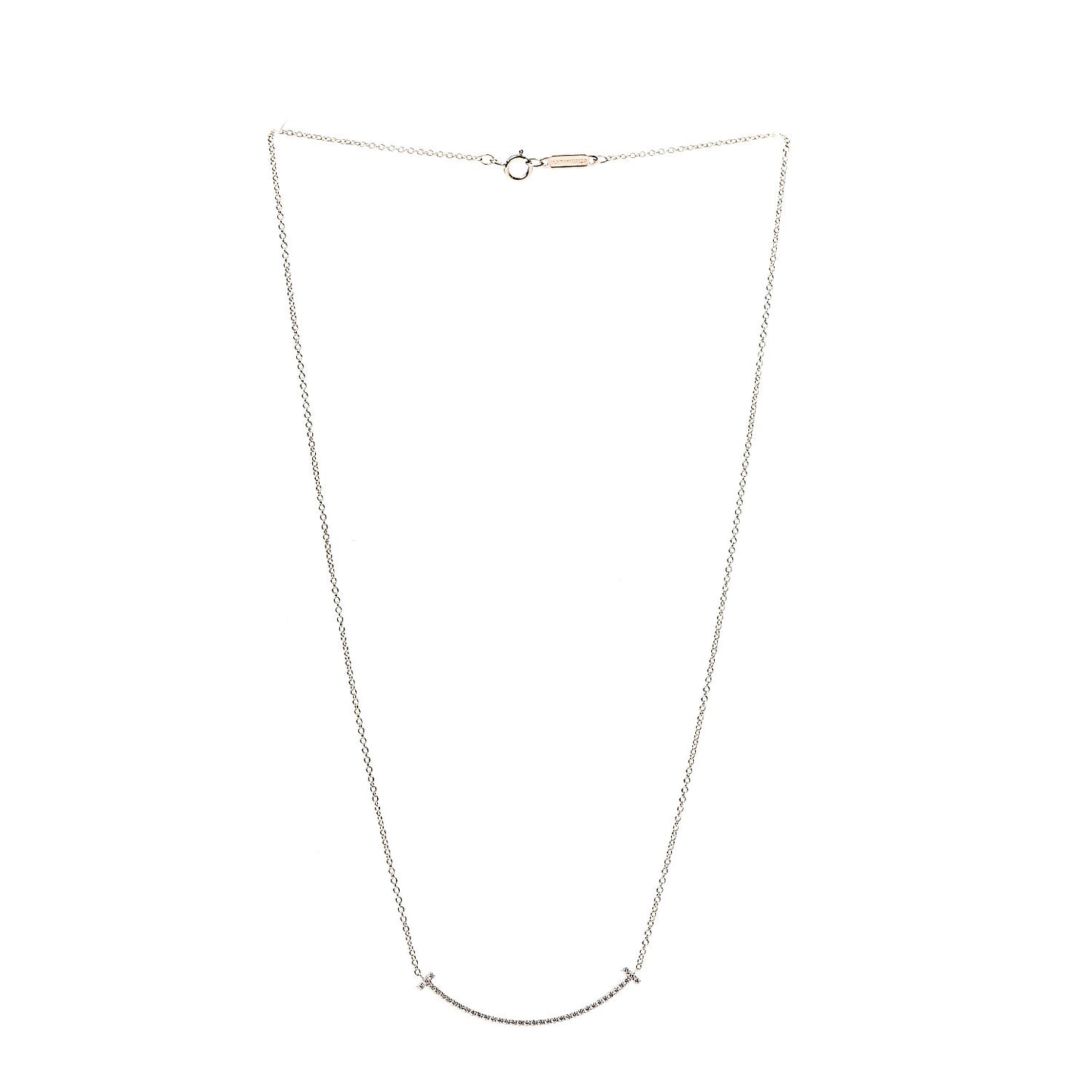18K Rose Gold Diamond Small T Smile Pendant Necklace