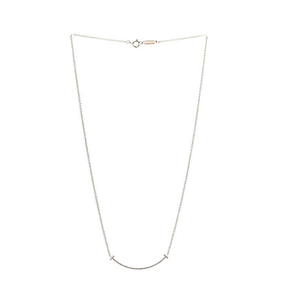 Tiffany 18K Rose Gold Diamond Small T Smile Pendant Necklace 2 of 5