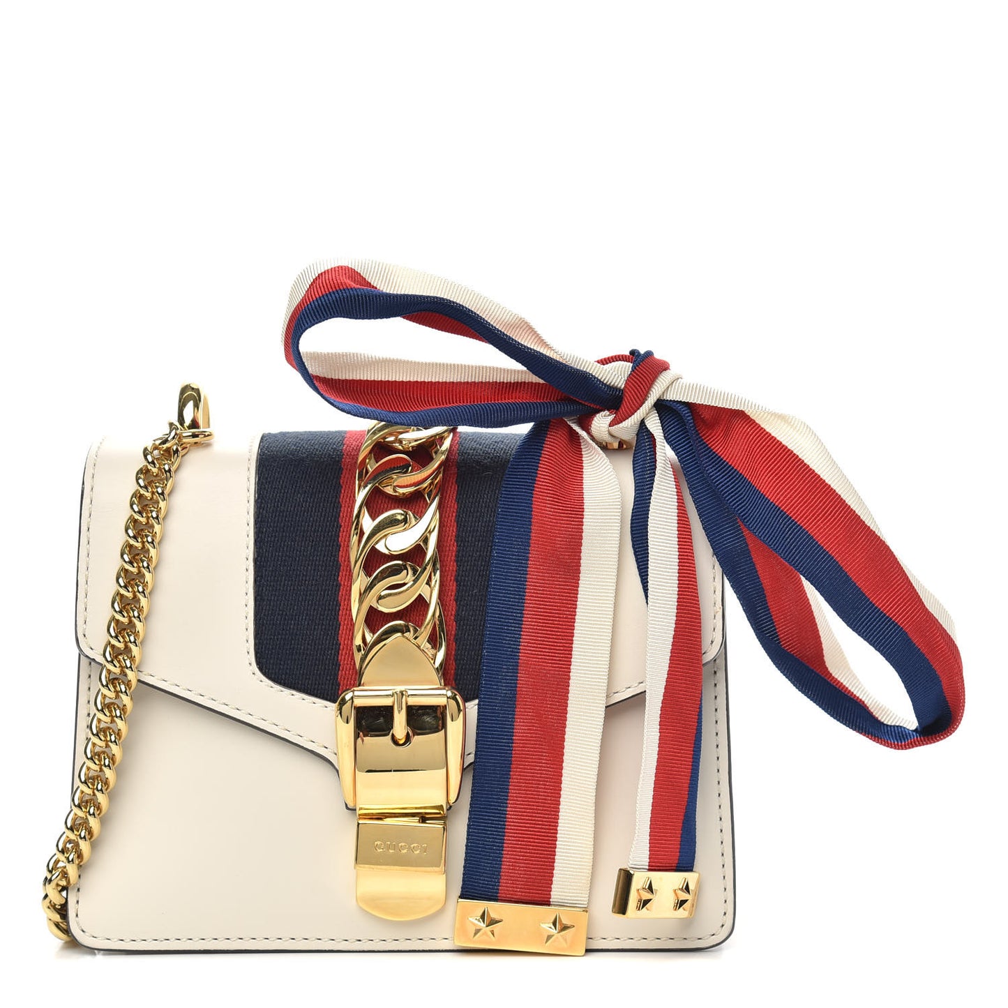 Calfskin Mini Sylvie Chain Shoulder Bag White