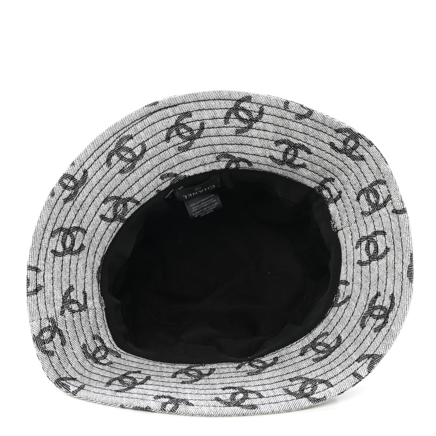 Chanel Denim CC Bucket Hat L White Black 7 of 8