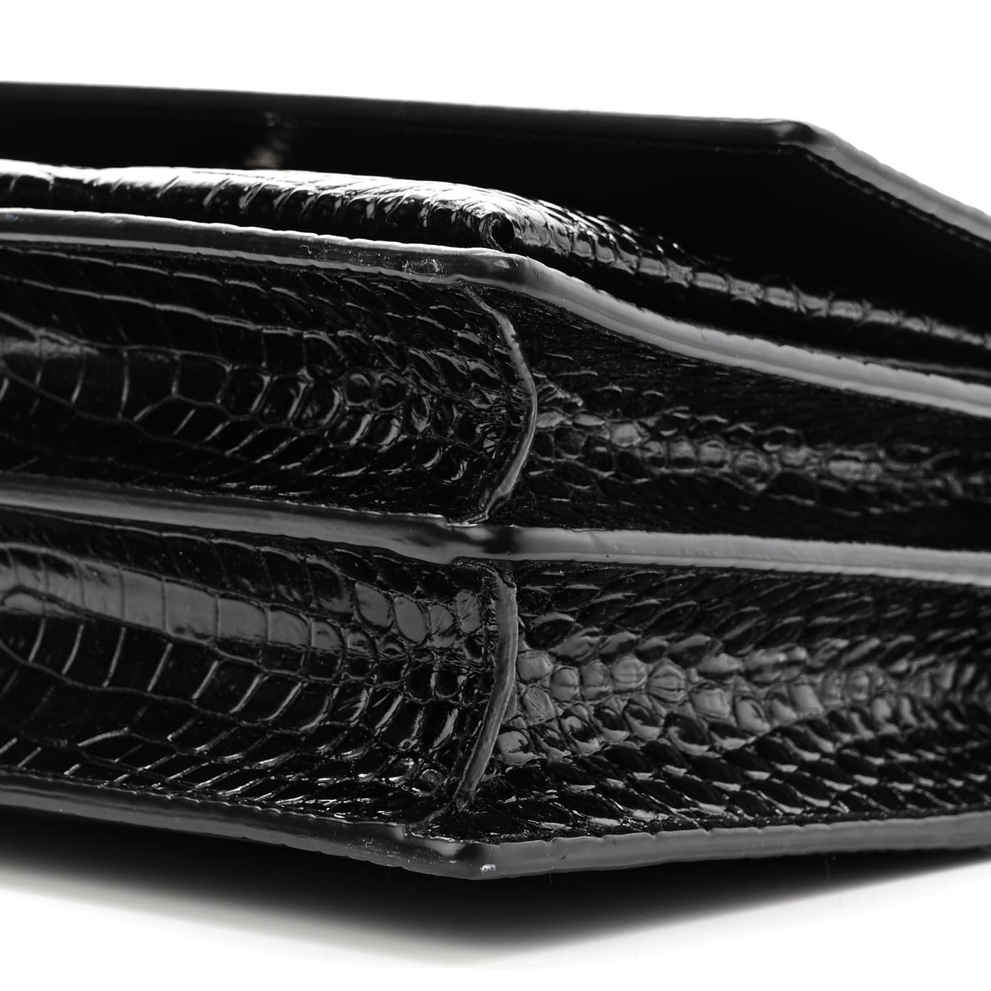 Calfskin Crocodile Embossed Medium Monogram Sunset Black