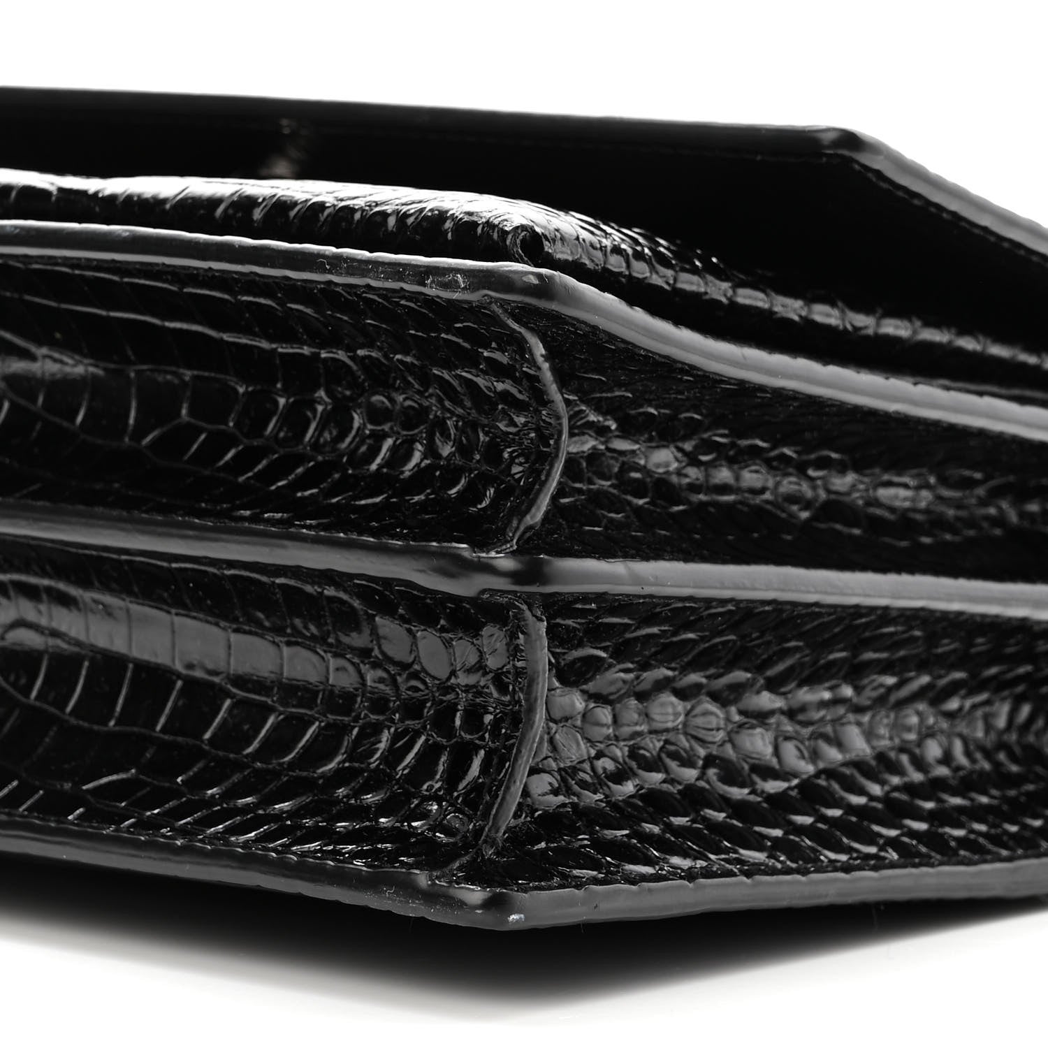Saint Laurent Calfskin Crocodile Embossed Medium Monogram Sunset Black 9 of 9