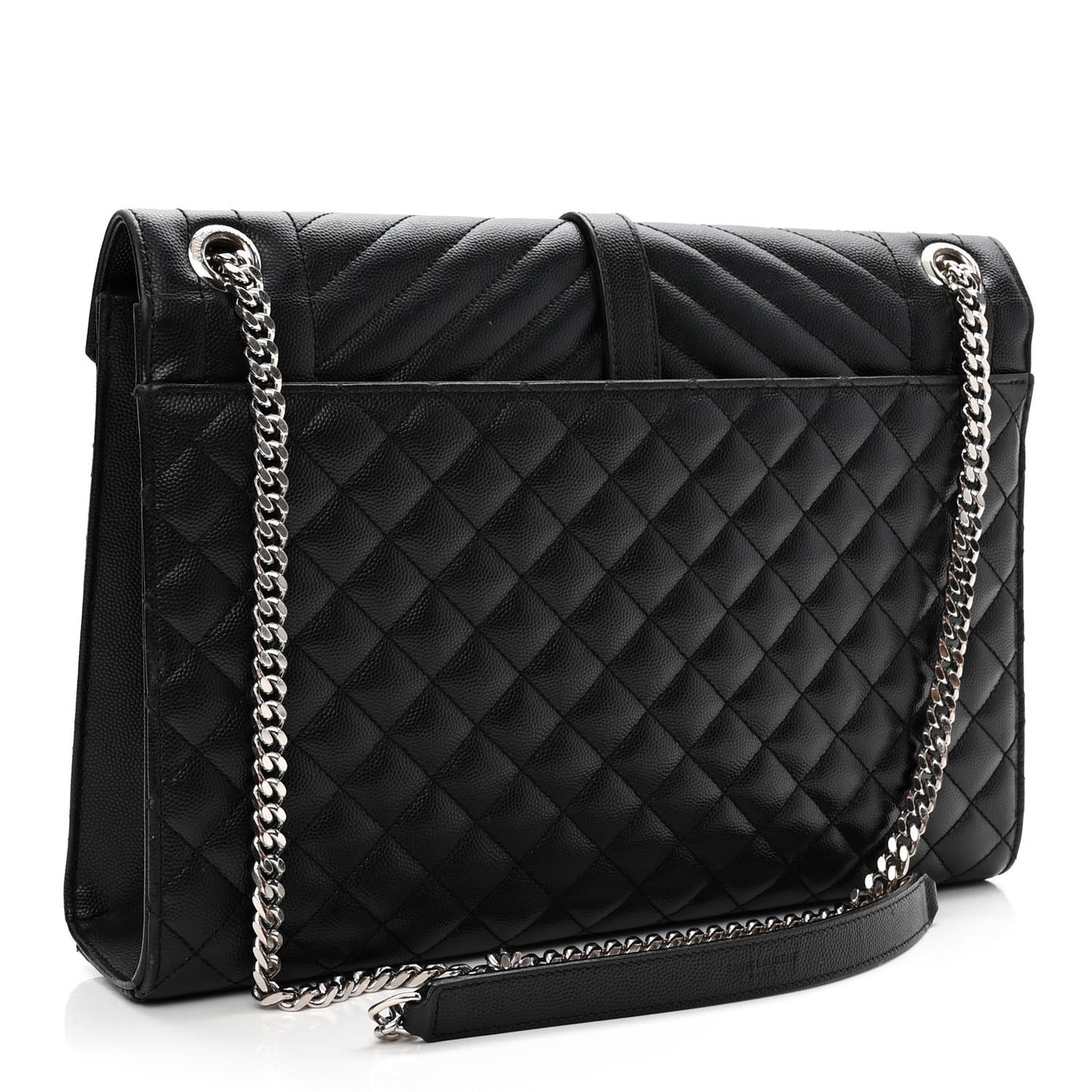 Grain De Poudre Textured Mixed Matelasse Large Triquilt Monogram Satchel Black