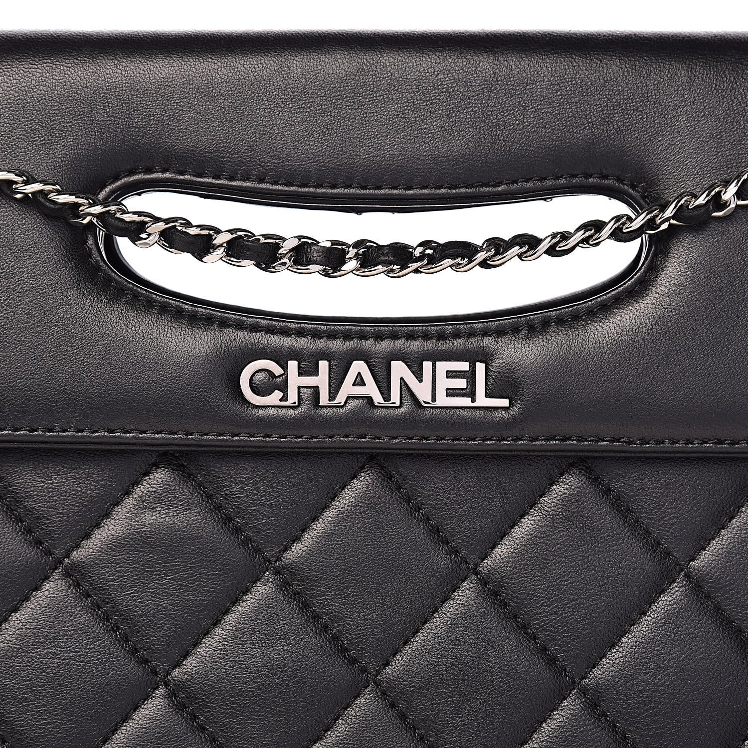 Chanel Lambskin Top Handle Logo Flap Black 12 of 13