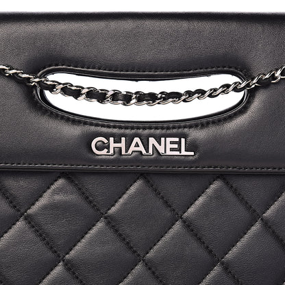 Chanel Lambskin Top Handle Logo Flap Black 12 of 13