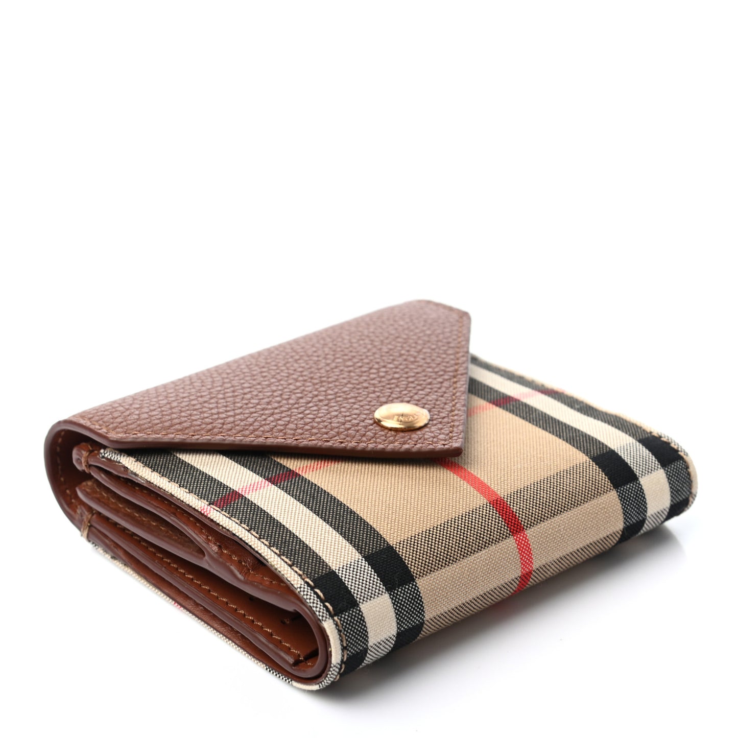 Grainy Calfskin Vintage Check Wallet Brown