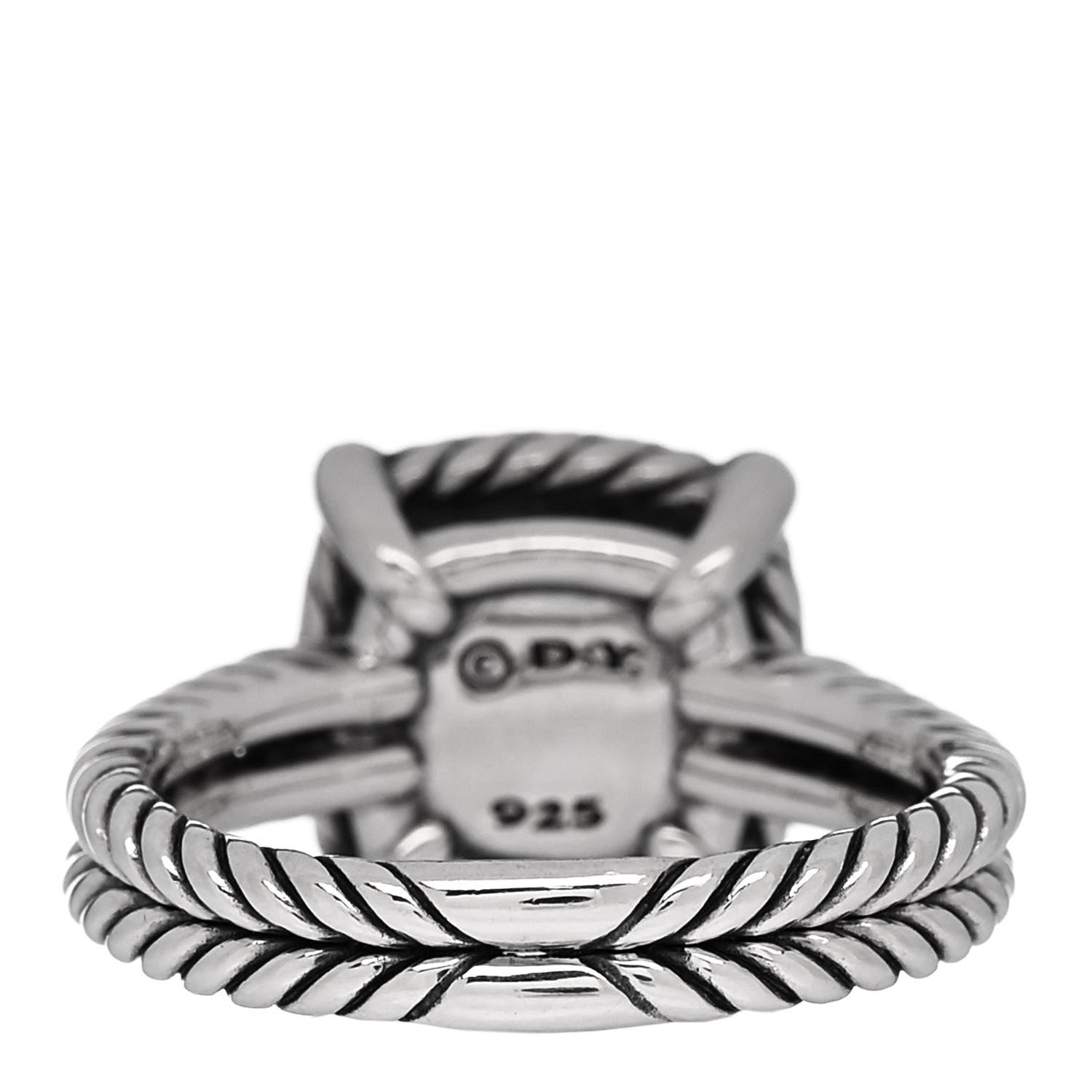 David Yurman Sterling Silver Diamond Hampton Blue Topaz 9mm Chatelaine Pave Bezel Ring 52 6 4 of 5