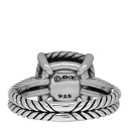 David Yurman Sterling Silver Diamond Hampton Blue Topaz 9mm Chatelaine Pave Bezel Ring 52 6 4 of 5