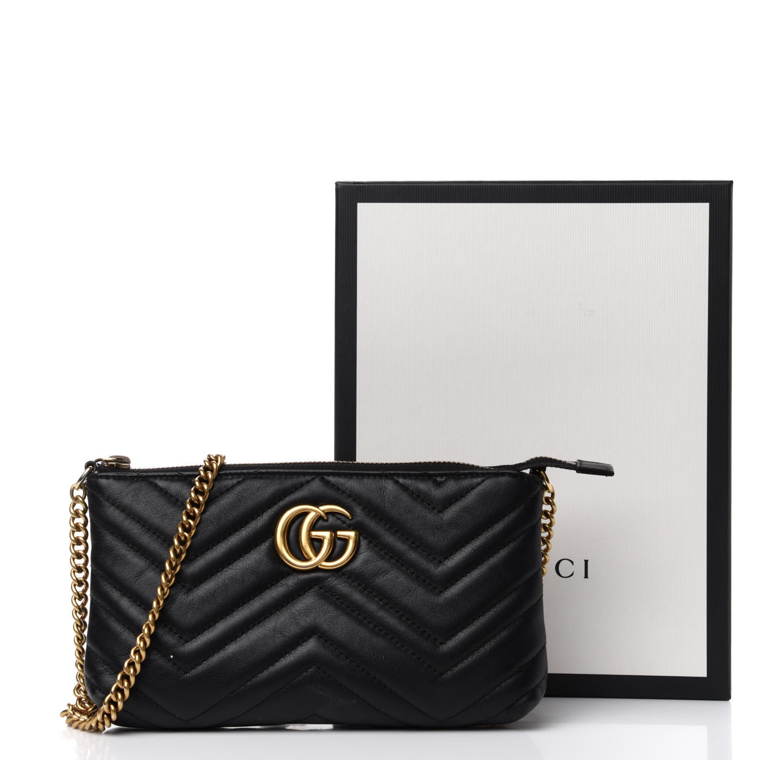 Gucci Calfskin Matelasse Mini GG Marmont Chain Bag Black 7 of 7