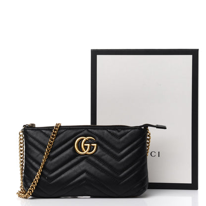 Gucci Calfskin Matelasse Mini GG Marmont Chain Bag Black 7 of 7