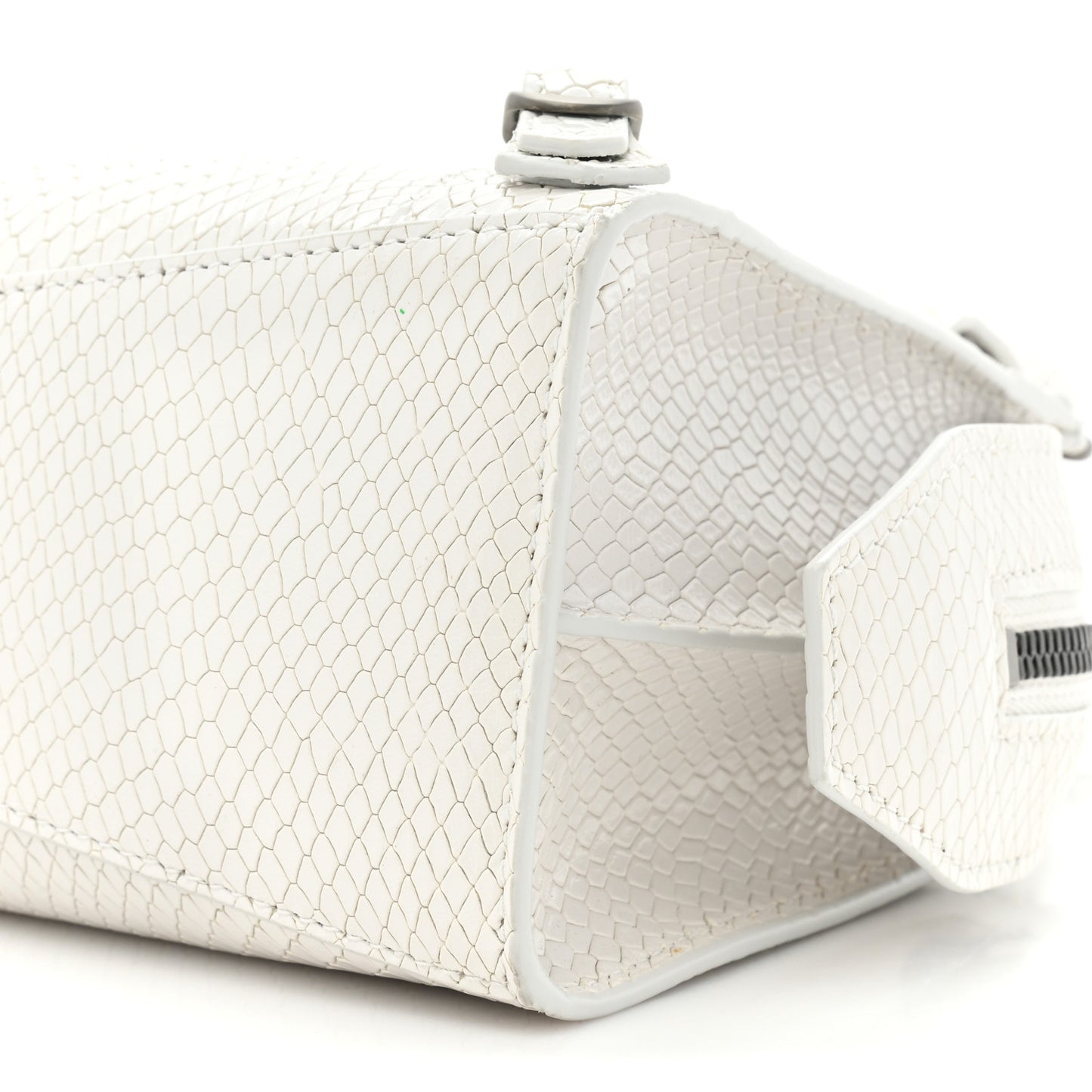 Grained Calfskin Snake Effect Silver Hardware Mini Neo Classic City White