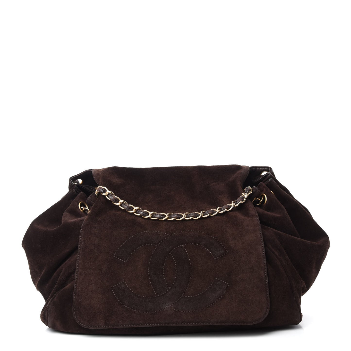 Suede Accordion Flap Brown