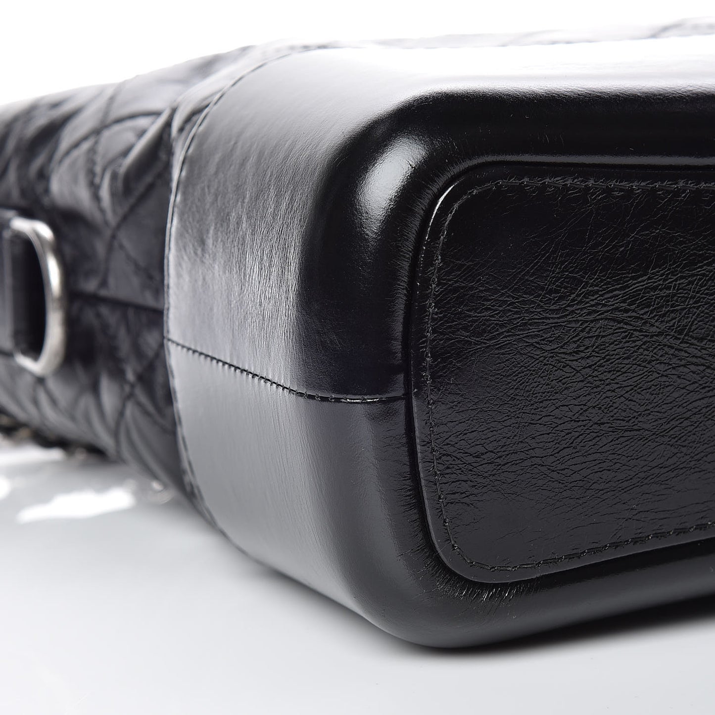 Aged Calfskin Quilted Medium Gabrielle Hobo Black