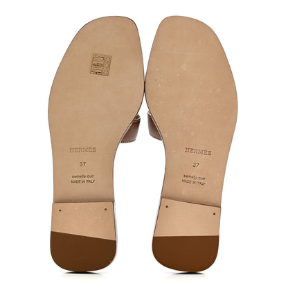 Hermes Box Calfskin Oran Sandals 37 Gold 6 of 8