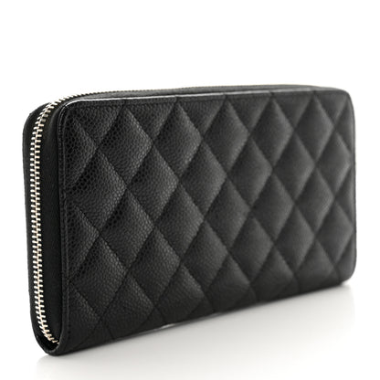Chanel Caviar Quilted Large Gusset Zip Around Wallet Black 3 of 13