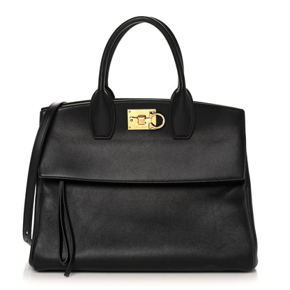 Salvatore Ferragamo Calfskin Medium Studio Bag Black 2 of 12